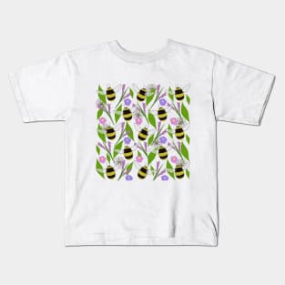 Bumble bee in wild flowers Kids T-Shirt